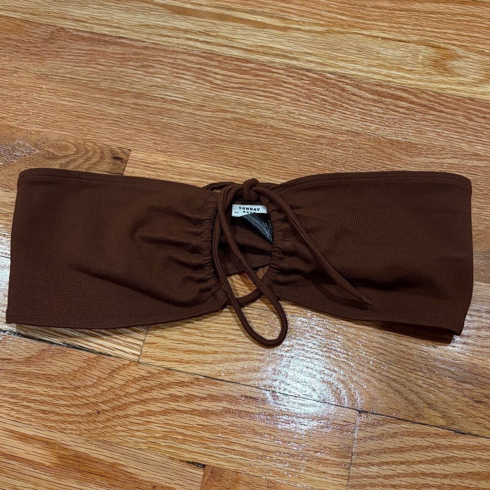 Aritzia Sunday Best Brown Strapless Crop top Size XS